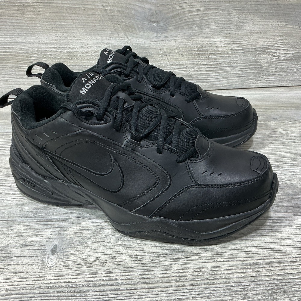 Nike Air Monarch IV Shoes Men's Size 11.5 4E Black Leather Cross Trainer Walking